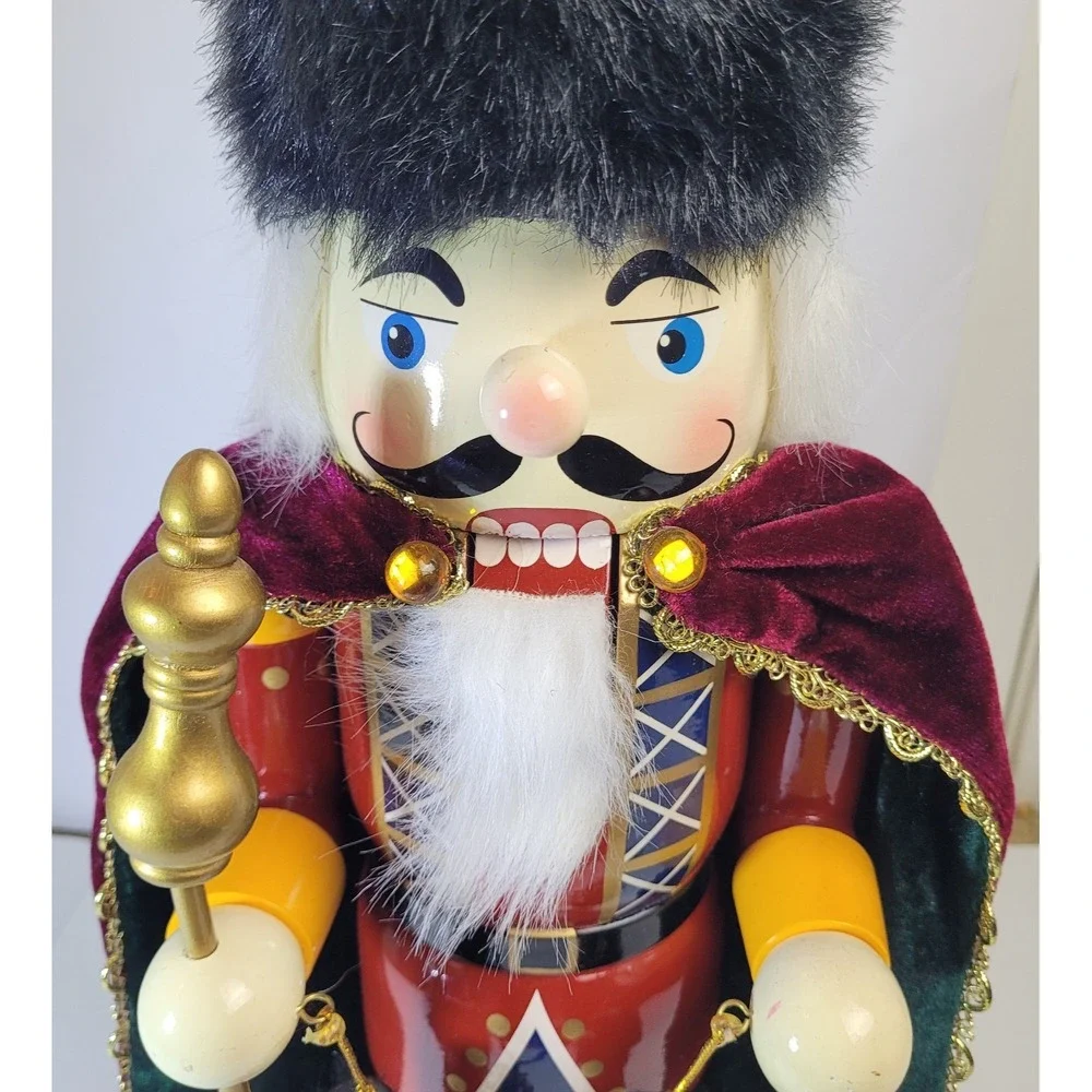 Vintage Nutcracker Christmas Red Green Glitter Hat‎ Opens Holiday Decor